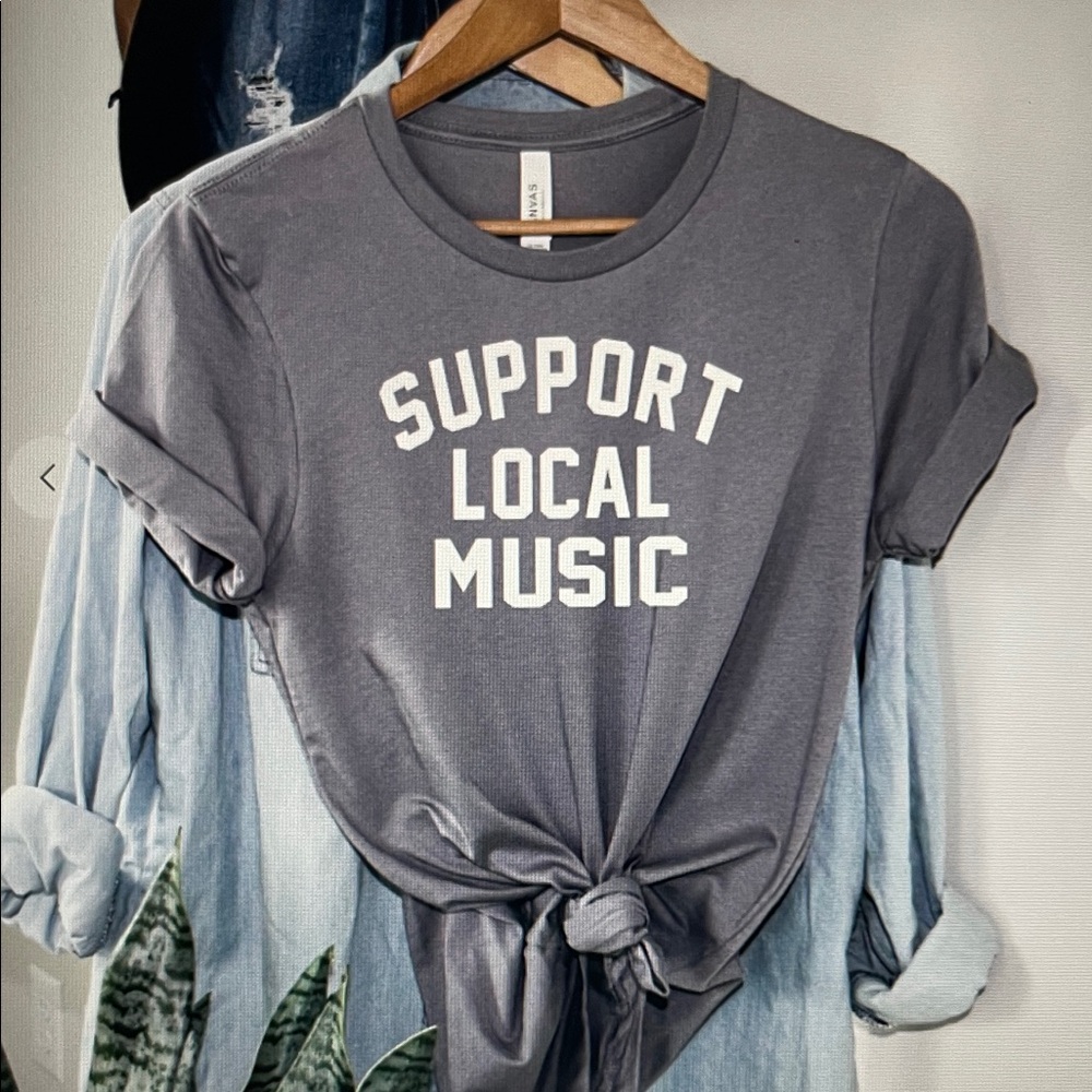 Gray 'Support Local Music' Tee